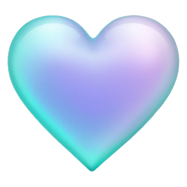 pastel lilac and cyan iridescent glass heart sticker