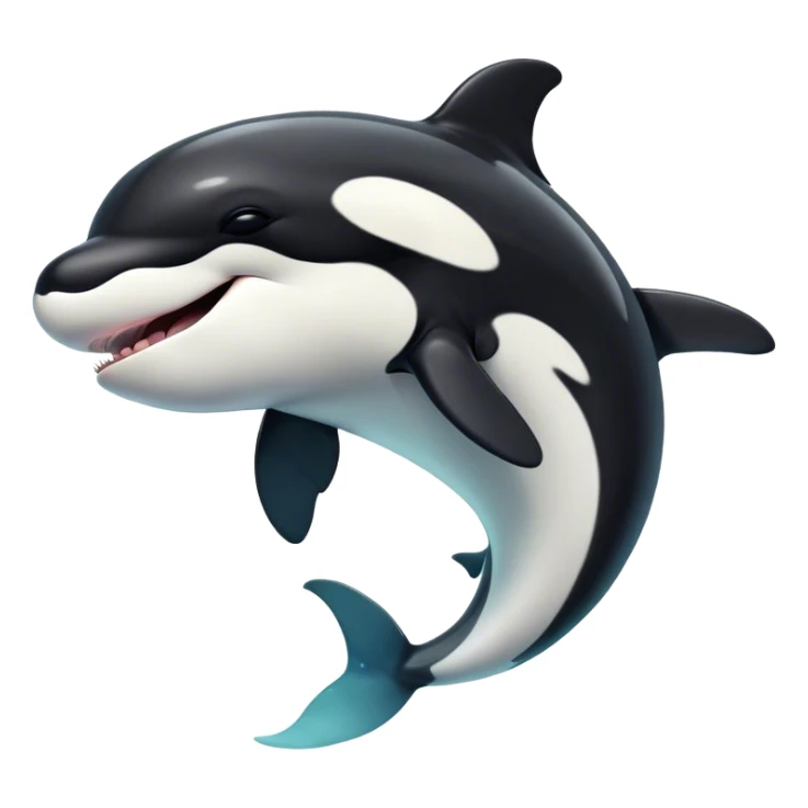 Cinematic Cute Yawning orca Portrait Emoji, Head tilted slightly with a dramatic, wide-open yawn, showcasing a sleek black-and-white body with gently relaxed fins and sleepy, half-closed eyes, Simplified yet irresistibly adorable features, highly detailed, glowing with a soft, cozy marine glow, high shine, relaxed yet expressive, stylized with a dash of whimsical deep-sea charm, soft glowing outline, capturing the essence of a drowsy yet affectionate orca that appears ready to stretch out in the waves for a nap! sticker