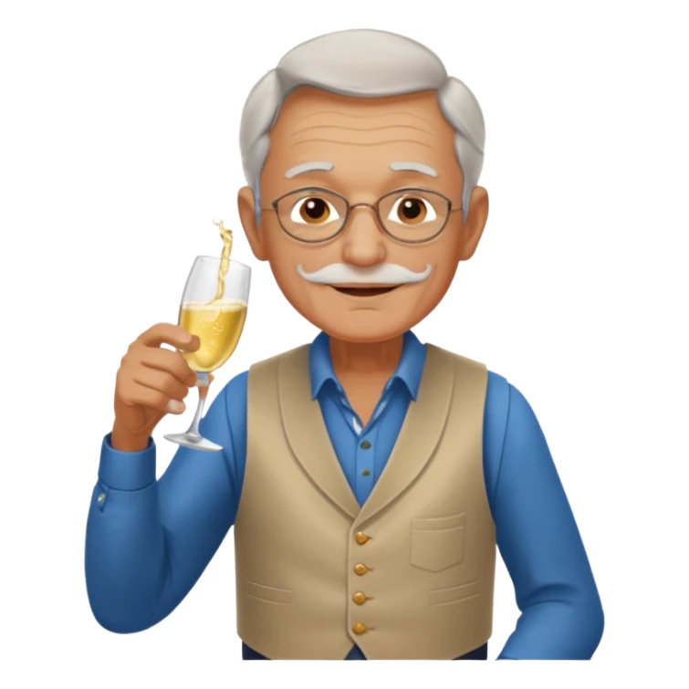 Old man in vest, drinking champagne sticker