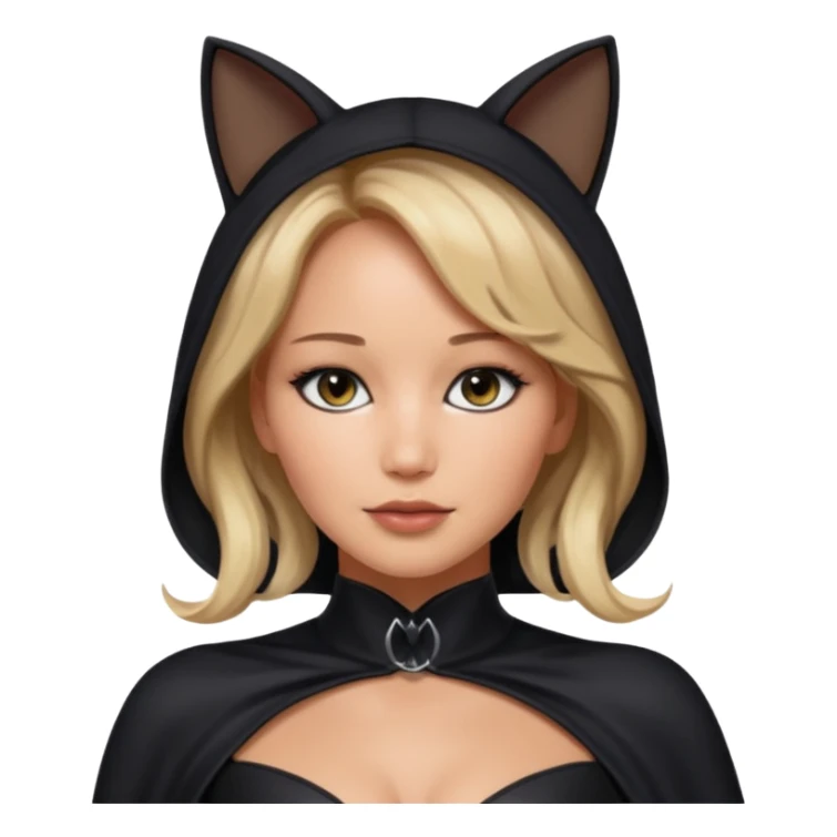 Jennifer Lawrence, in a black cat costume sticker