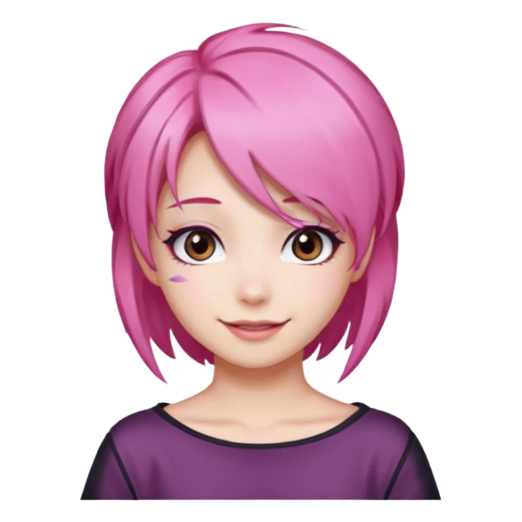 pink anime girl make up cute sticker