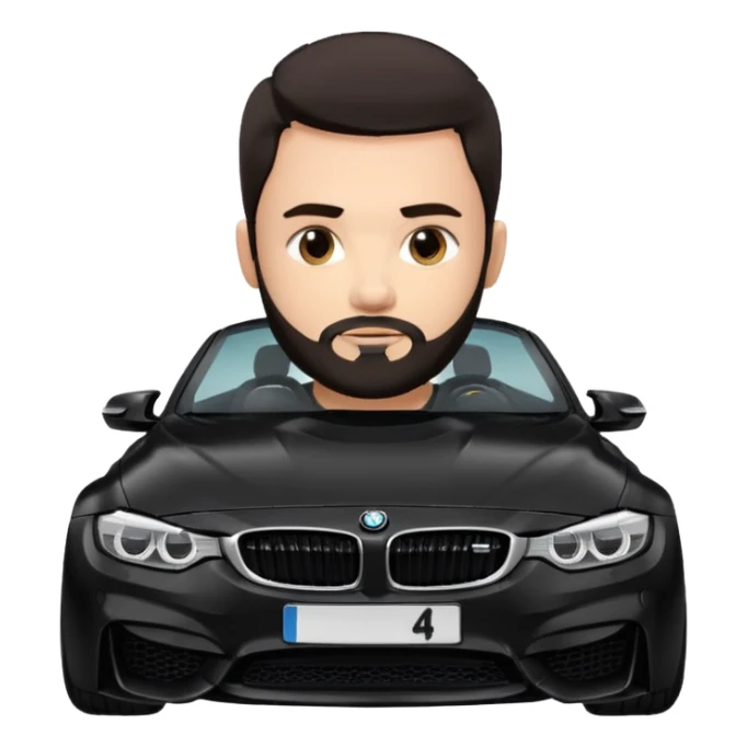 BMW m4 black with a boy in it with dark hair an a beard  sticker