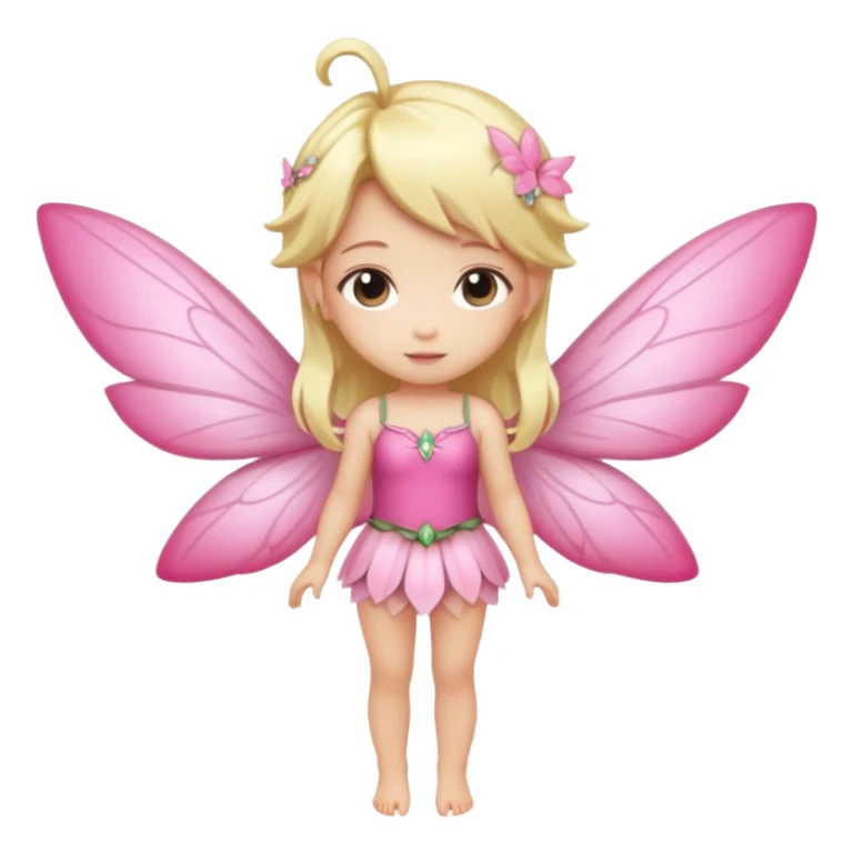 fairy with blonde hair, pink wings, chibi full body sticker