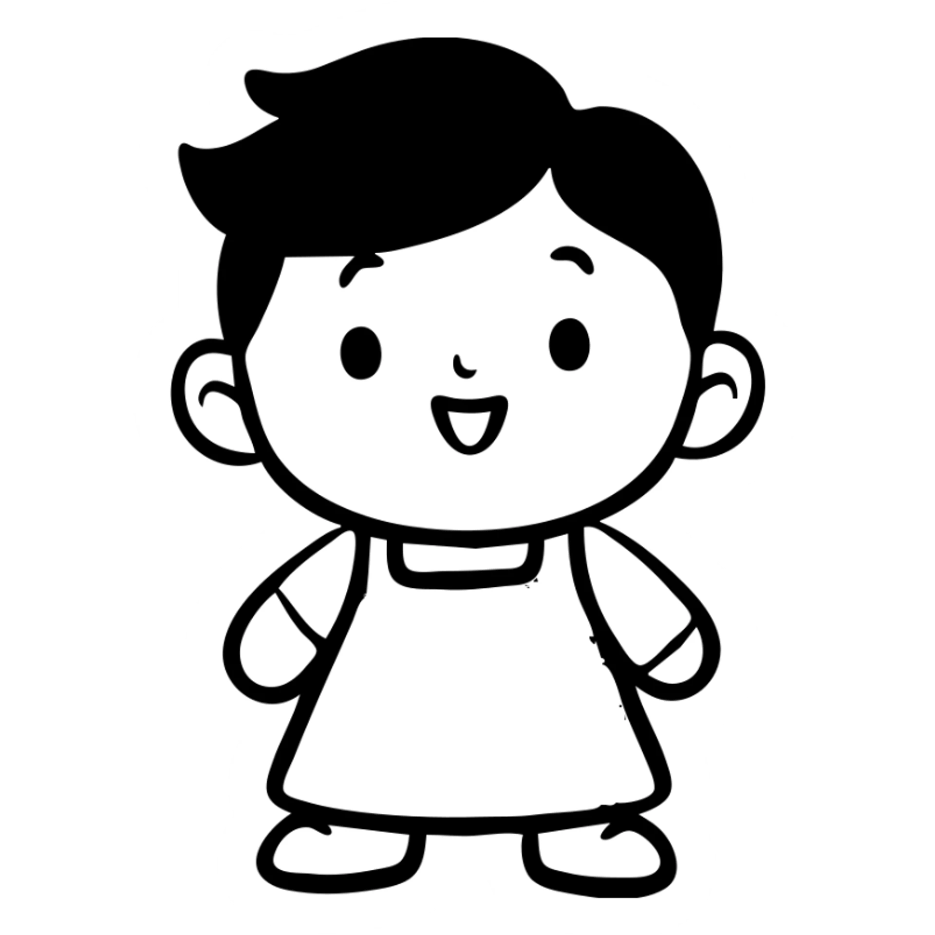 chubby boy with black hair styled upward in front, wearing a red and white checkered plaid apron sticker