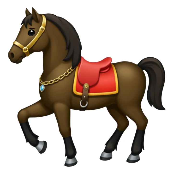 Spanisches dunkelbraunes Pferd mit langer schwarzer Mähne sticker