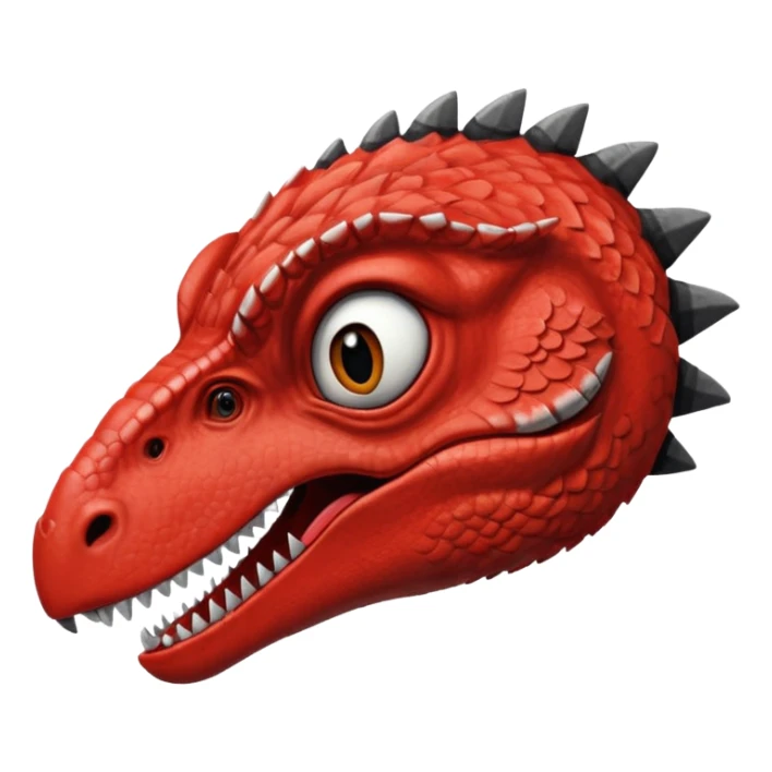 red and black velociraptor face, looking bored and unmotivated, only the face sticker