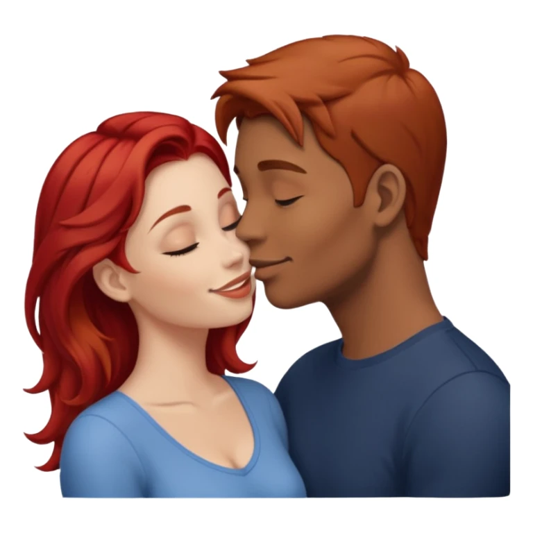 kissy face between brown hair man and redhead woman sticker