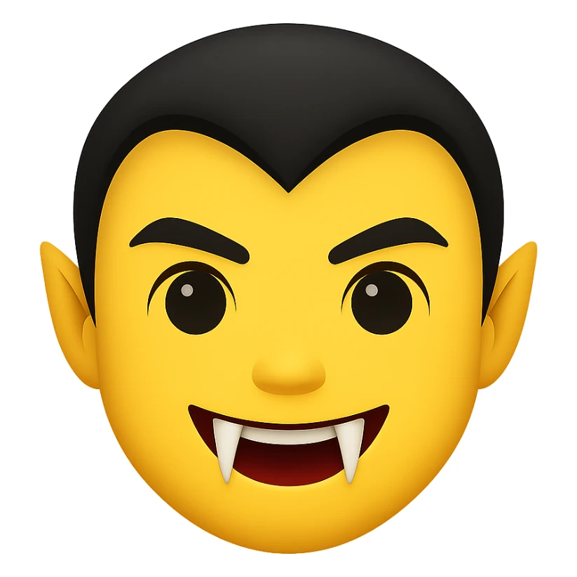 vampire emoji with fangs showing, no background sticker