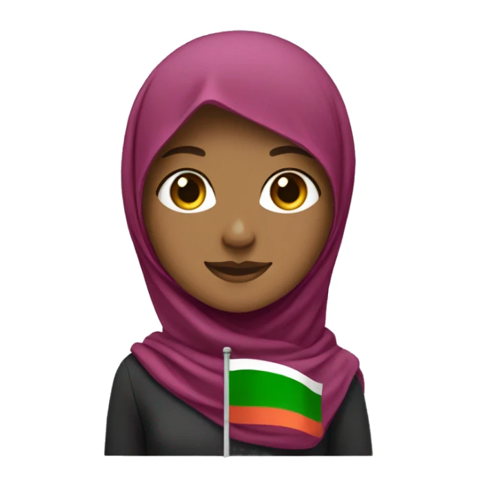Girl with hijab that has Lebonon color flag sticker