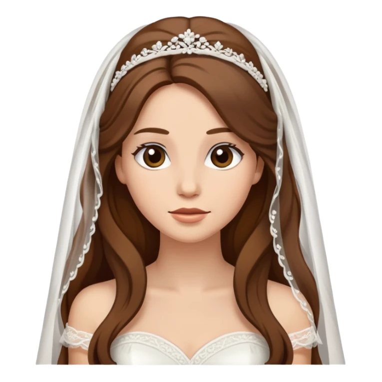 beautiful brown long hair bride with veil sticker
