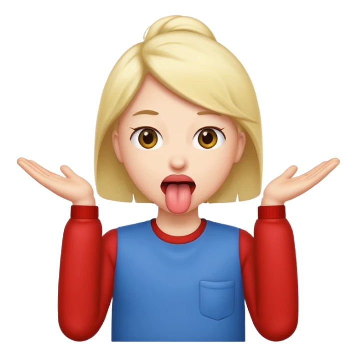 Person sticking there tongue out with arms to the side sticker