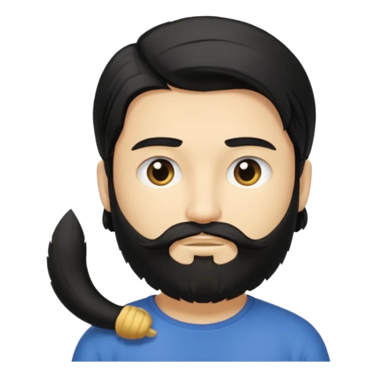 Man with long black hair tied in a tail and beard with a young blond short-haired without a beard sticker