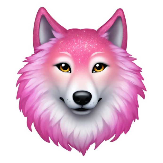 Pink ombre wolf with glitter and eyelashes  sticker