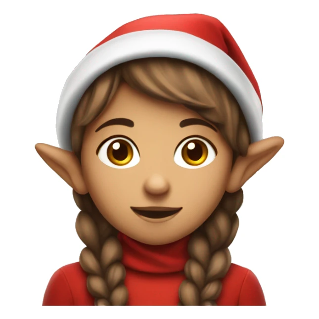 Girl with  brown short hair in red elf hat Perched sticker