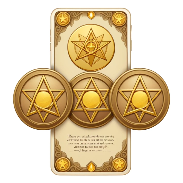 Three of pentacles tarot card sticker