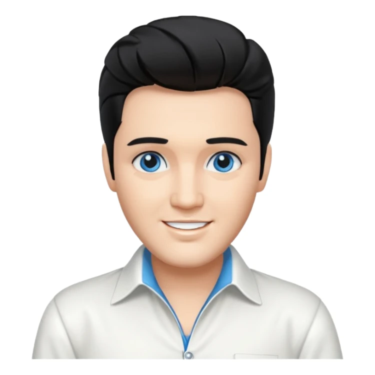 Elvis Presley blue eyes, black hair, white outfit sticker