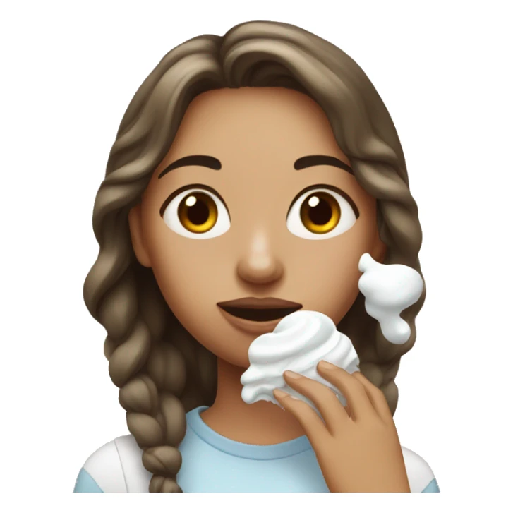 Girl getting white icing on her face sticker