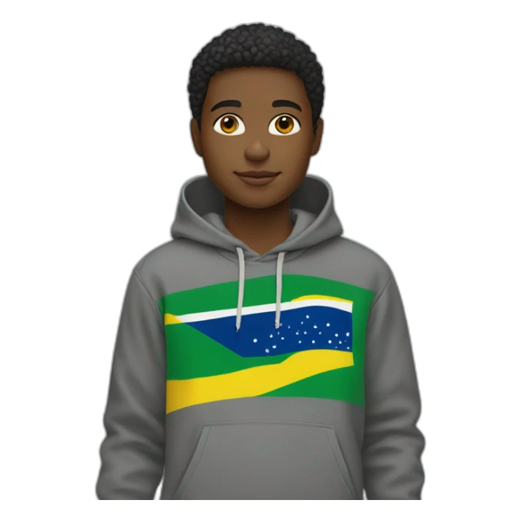 Black boy using lacoste hoodie with brazil flag sticker