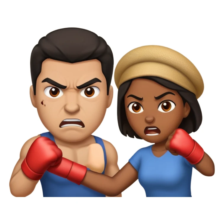 Hispanic man and black woman fighting sticker