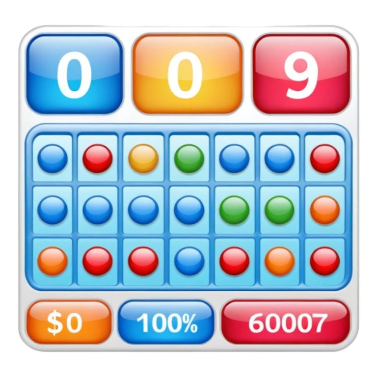 Create blank lottery coupon, clean and colorful, with different header colors and simple grid sections. No numbers, no text sticker