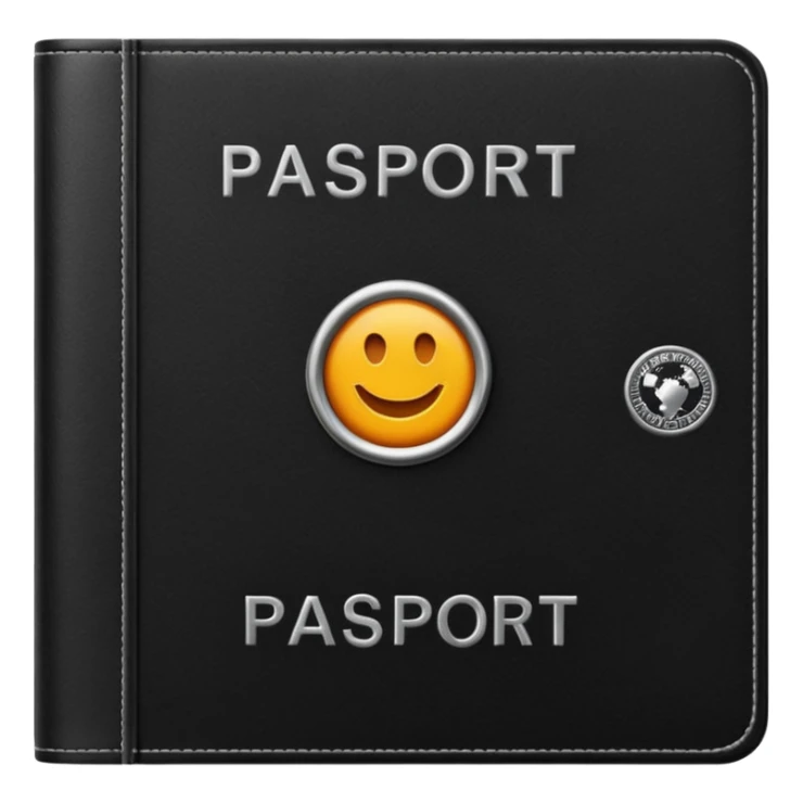 black passport with minimal silver details sticker
