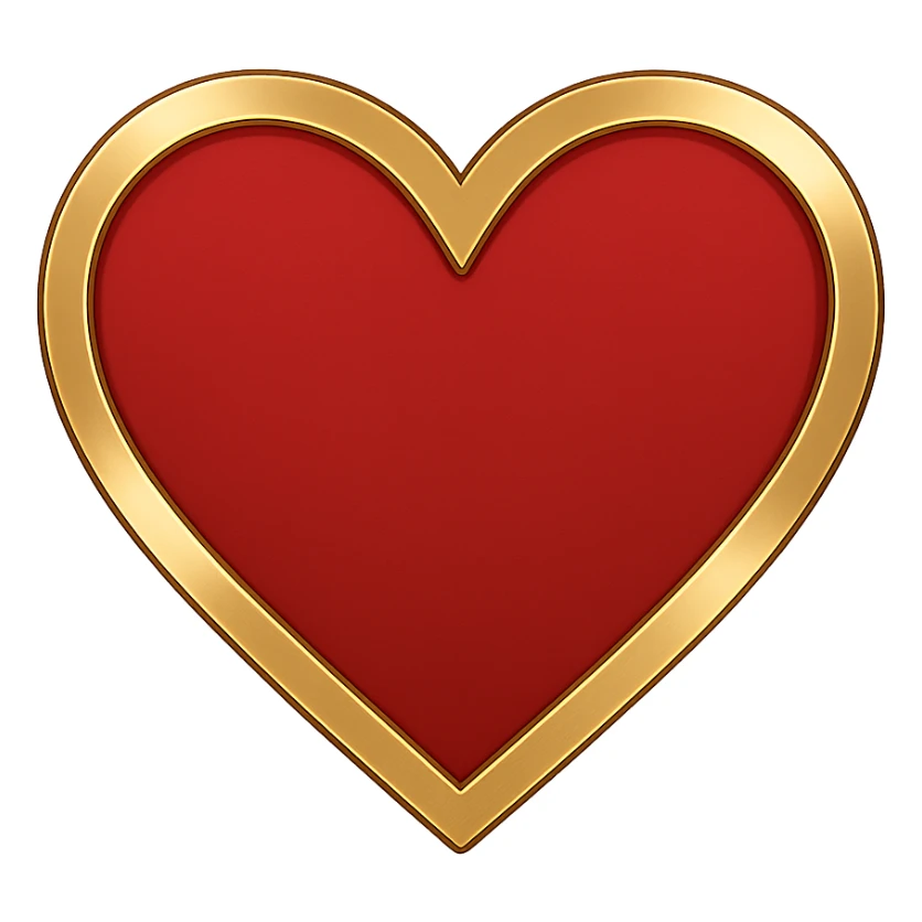 heart with a metallic gold border, clean digital illustration sticker