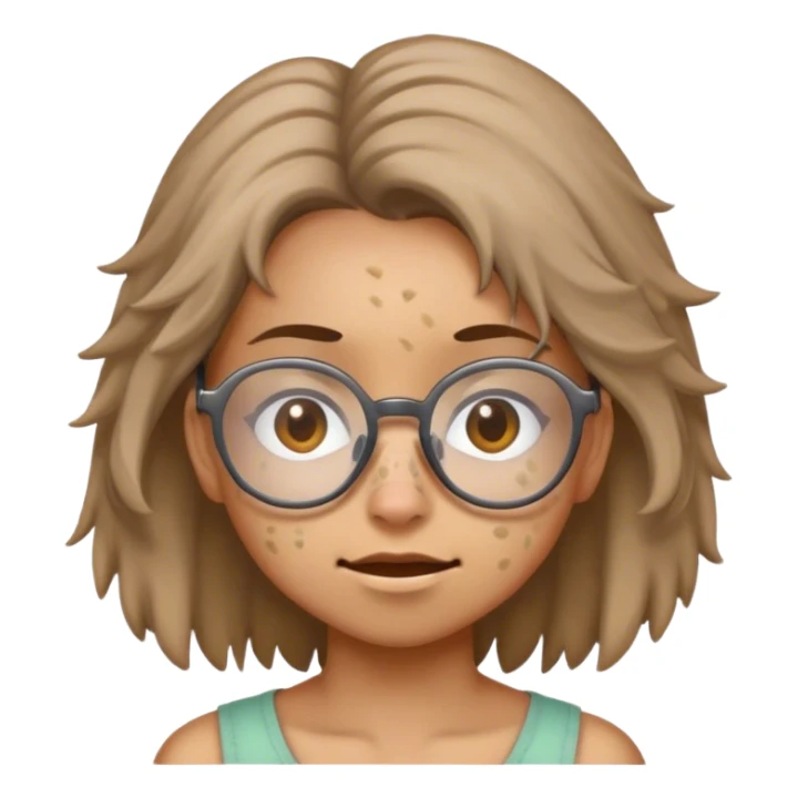 Girl with pimples and glasses and ratty hair sticker