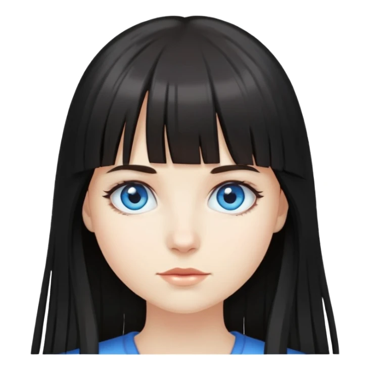 Dark long hair fringe girl with blue eyes sticker