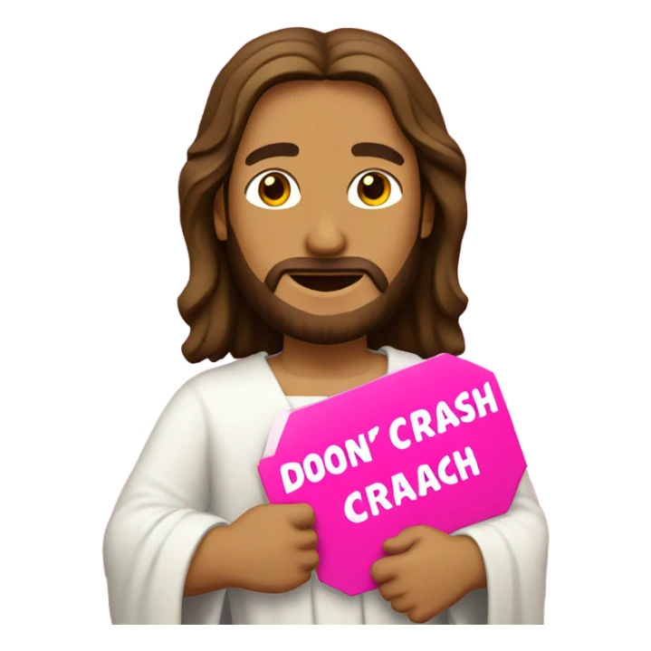 Jesus holding a pink sign that says don’t crash out sticker