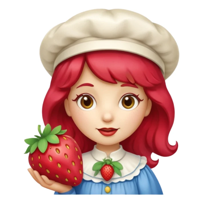 Vintage cartoon character strawberry shortcake hold a strawberry sticker