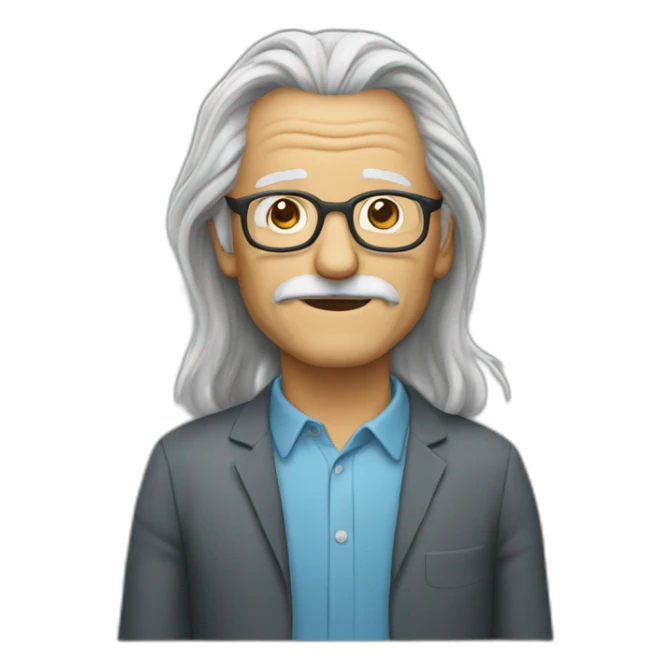 glasses old man long hair without mustache sticker