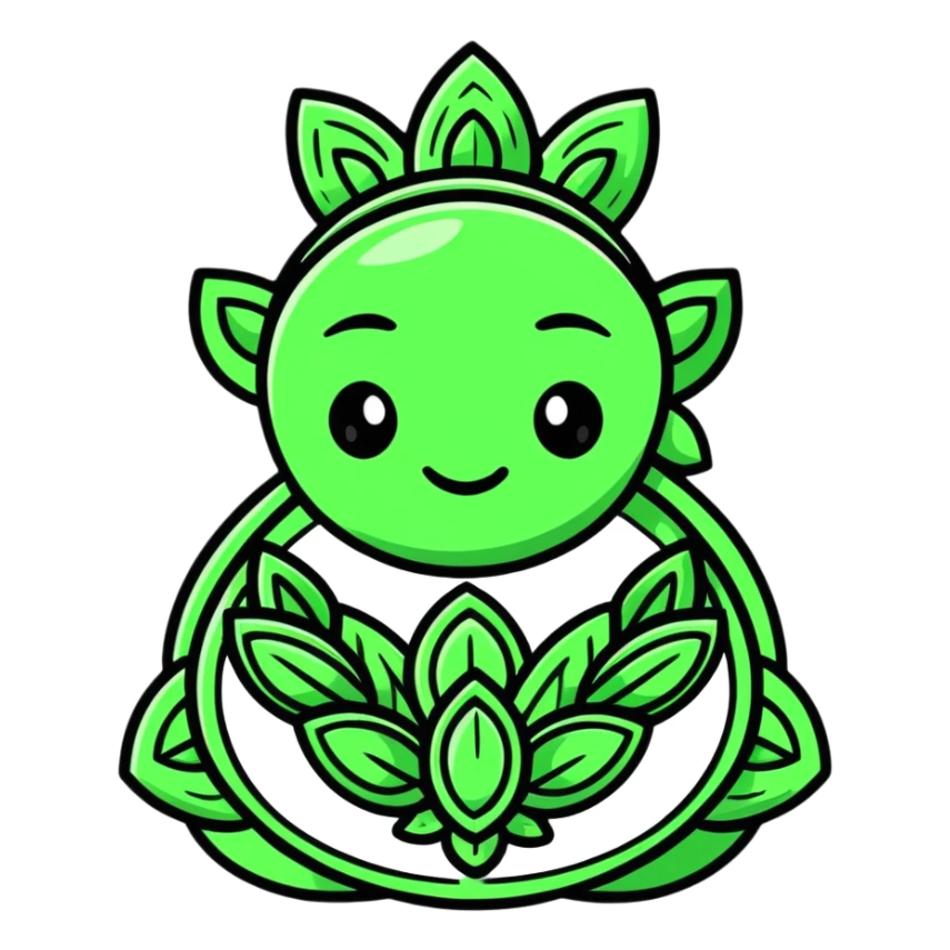 Maya cultural object with minimalist design, clean lines, white with green and black accents sticker