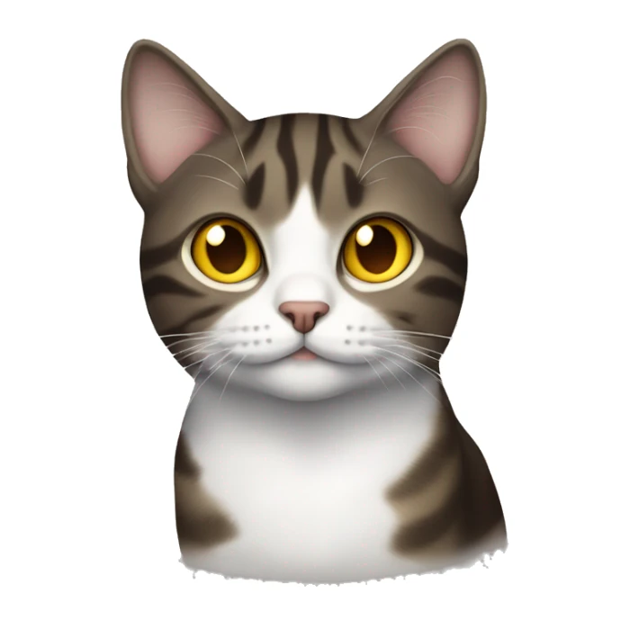 Dark Brown and white tabby cat with yellow eyes sticker
