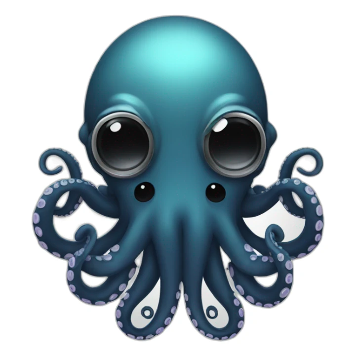 octopus dj with dark long hair, moustache and pierced ears and nose sticker