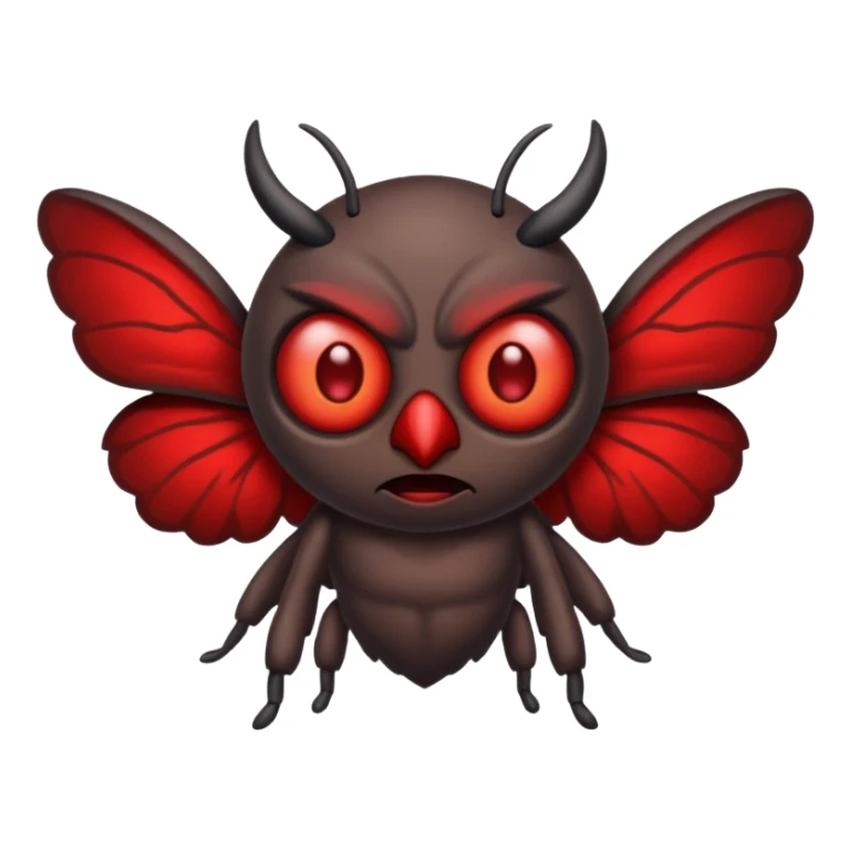 Create a scary emoji of the mothman with bright red eyes sticker