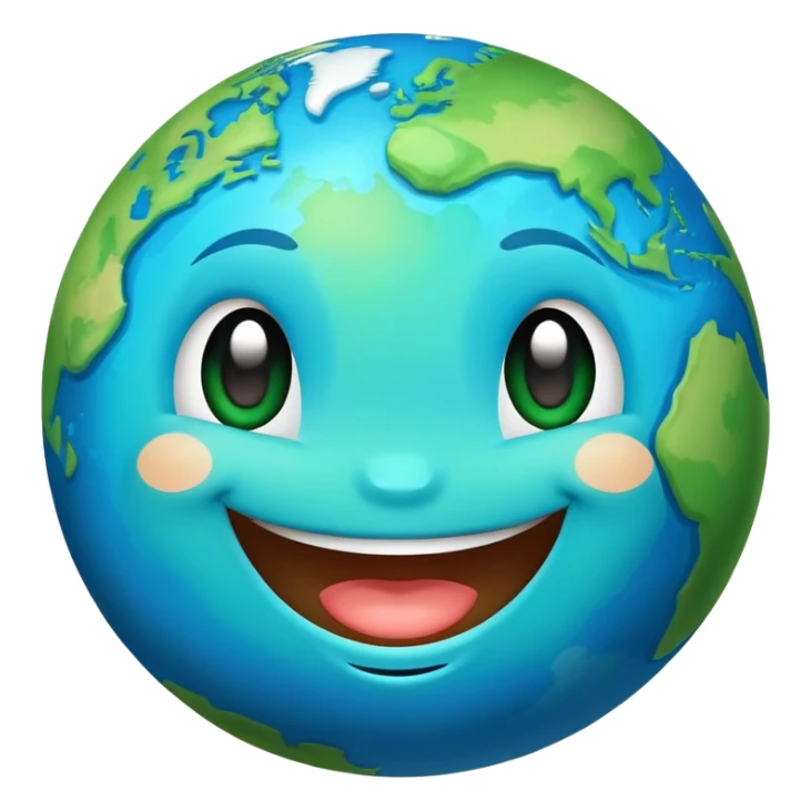 earth planet with cute smiling face, happy expression sticker