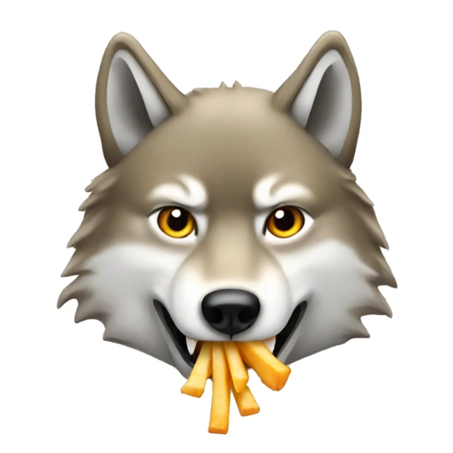 wolf and fish eating french fries sticker