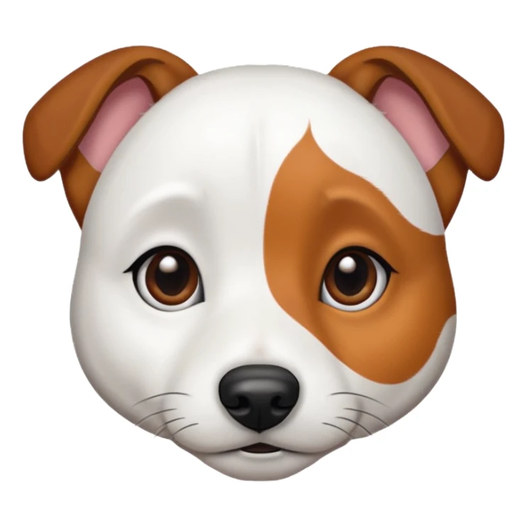 Jack Russell terrier. All white fur. Brown spot on left eye. Brown left ear. White right ear. White right eye. sticker