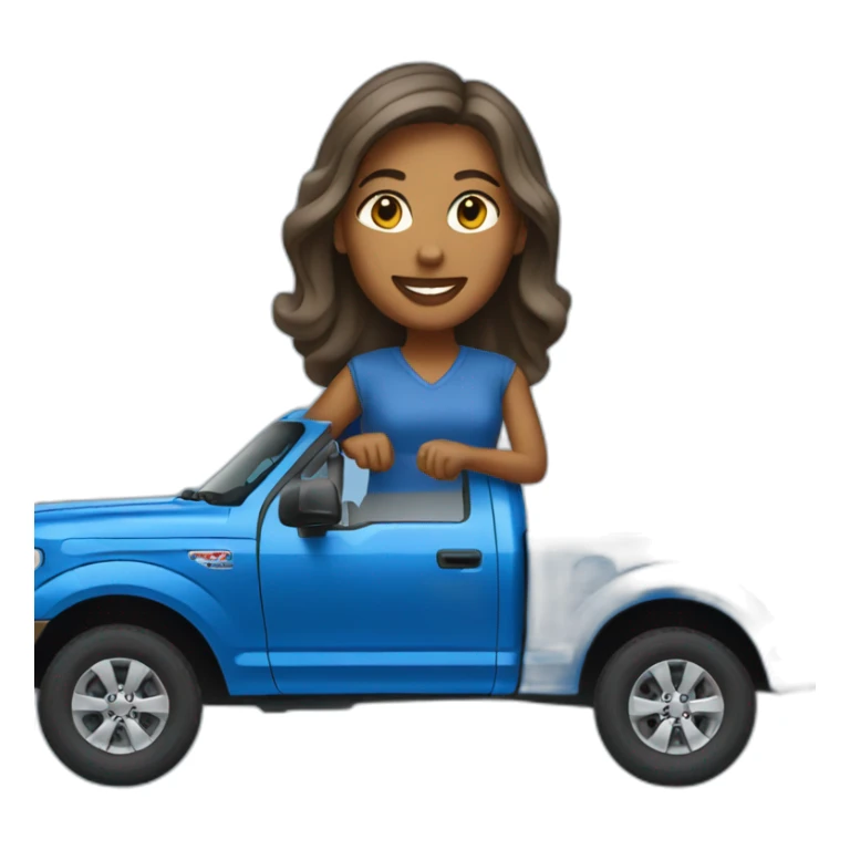 Woman driving Blue ford f150 sticker