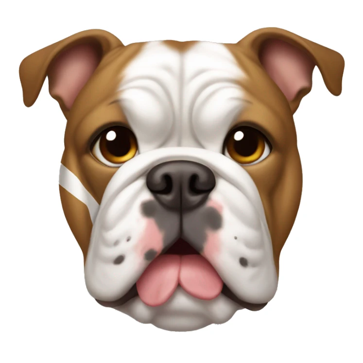 Female bulldog with brown coat with a vertical white stripe sticker