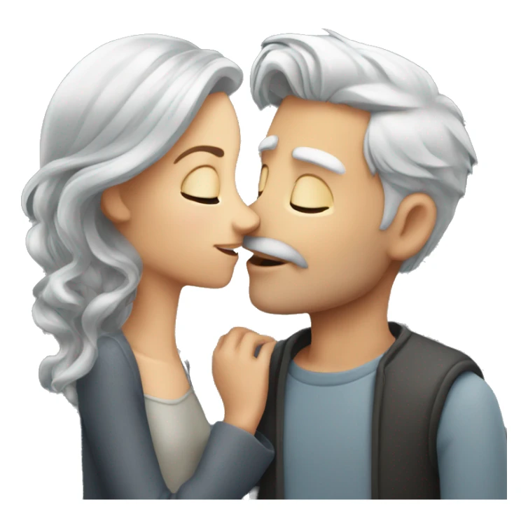Redhead Girl Kissing silver haired man  sticker