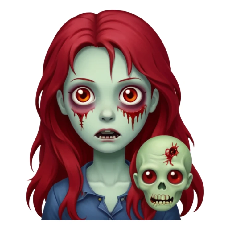 menina zumbi de cabelo vermelho escuro e longo sticker