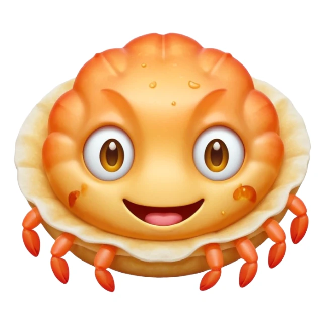 surreal prawn cracker emoji with unexpected features like melting edges, floating eyes, dreamlike colors sticker
