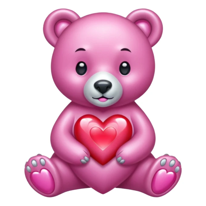 diamond bear pink  with a red heart de cuerpo entero sticker