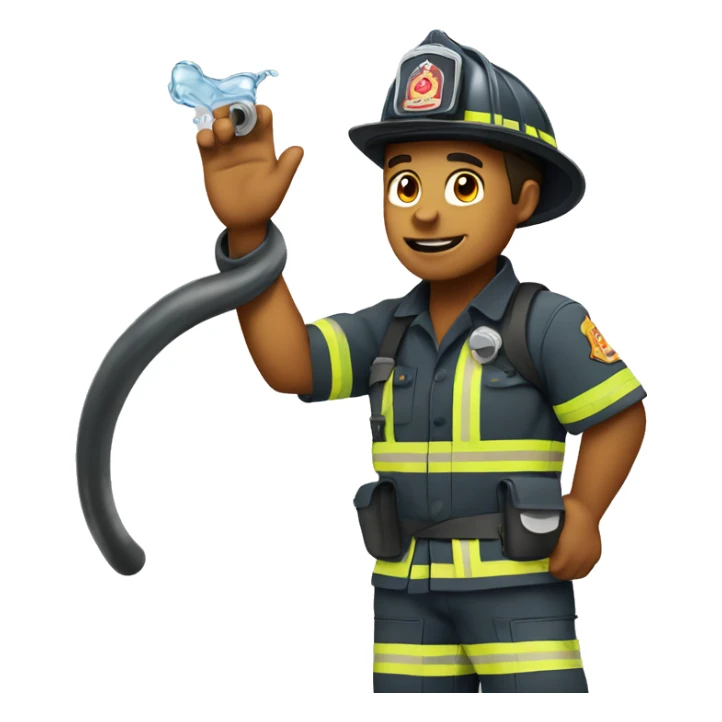 fire fighter, whole body, holding a water hose sticker