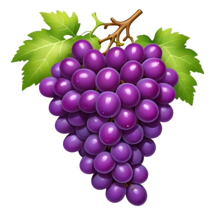 purple shiny grapes on a cluster, emoji style sticker