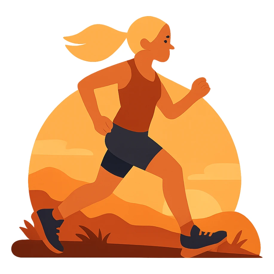 flat design style trailrunner girl blondie on sunset sticker