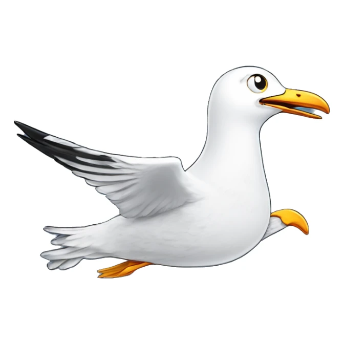 Sparkling crazy seagull flying snow mad eyes illustration doodle high contrast sticker