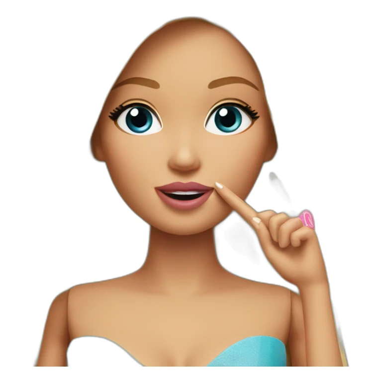 barbie shushing with finger over lips sticker