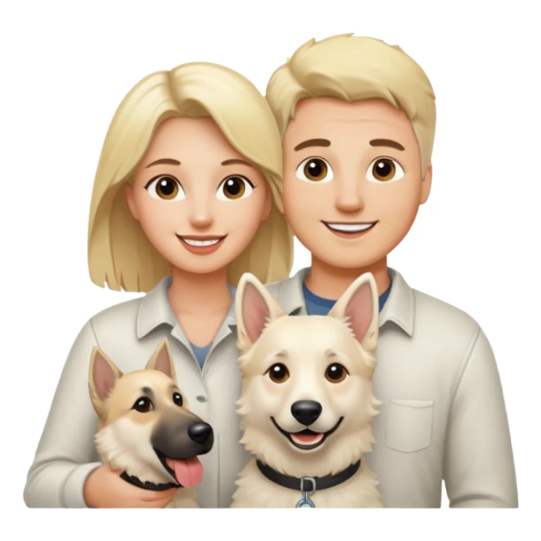 White belgian Shepard with Her blonde owner at a photo shoot  sticker